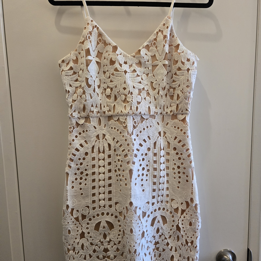 Lulu's Cream Lace Mini Dress